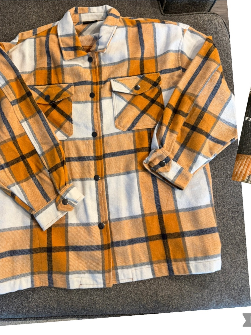 Plaid Utility Shacket Jacket in Mustard and White